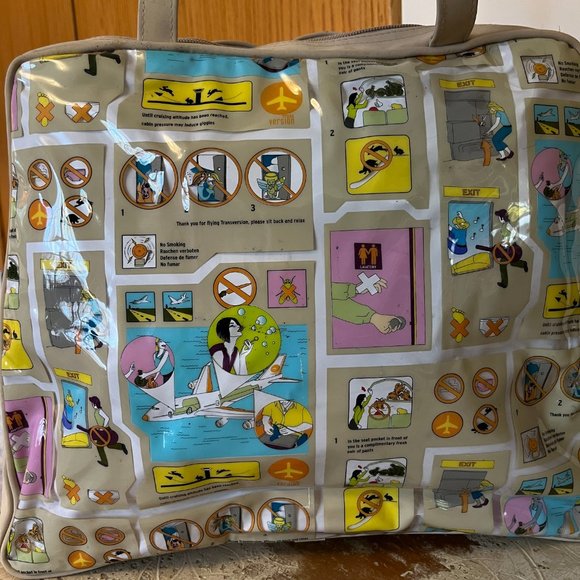 Vinyl Funny Comic Travel Bag Carry on ! Some Flaws but GUC ! MoMA Art - Picture 5 of 16